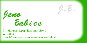 jeno babics business card
