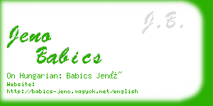 jeno babics business card